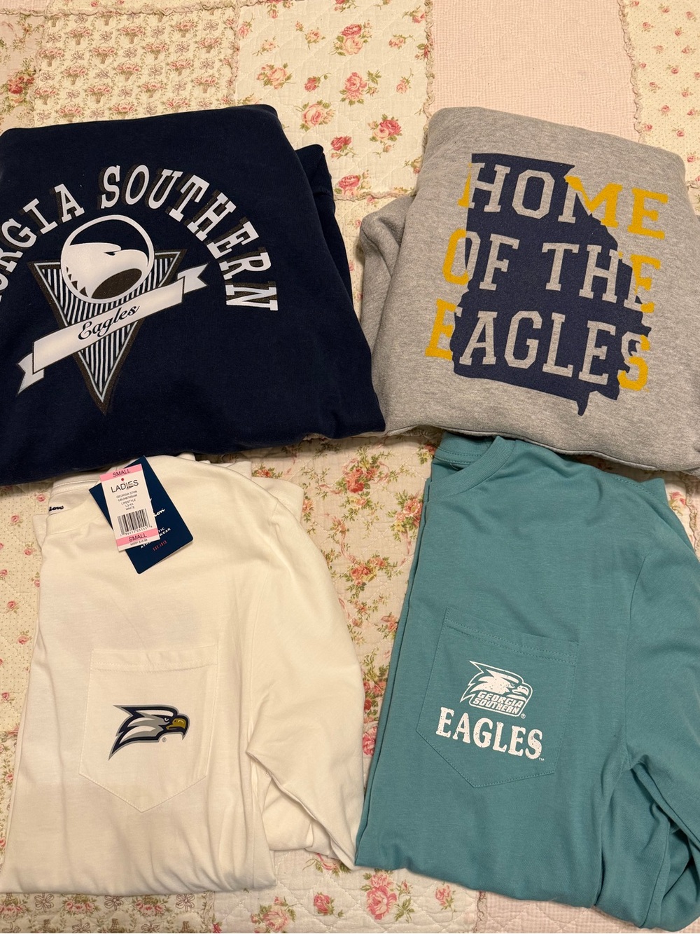 4 Georgia Southern shirts, 2 sweatshirts, 2 long sleeve tees.